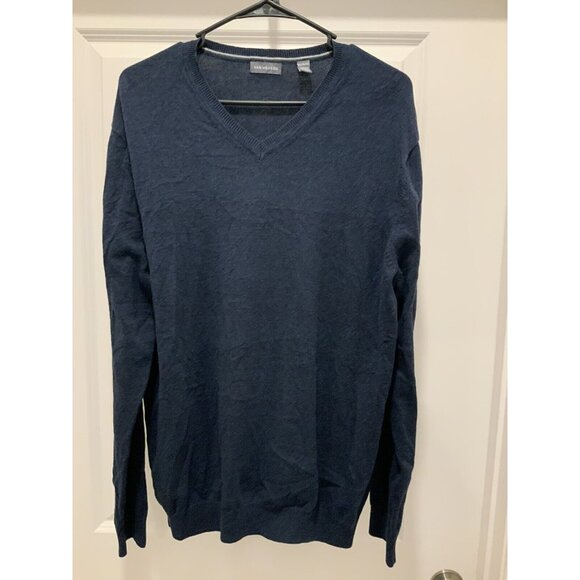 Van Heusen Sweater XL Mens V-Neck Navy L/S - Picture 1 of 5